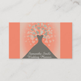 エレガントなウェディングドレスとハートウェディングプランナー 名刺