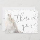 エレガントなウェディングドレスのブライズシャワー サンキューカード (正面)