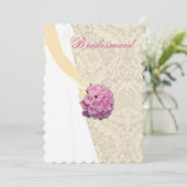 エレガントなウェディングドレスのブライズメイドカード 招待状 (スタンド正面)