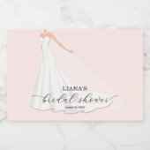 エレガントなウェディングドレスのブライダルシャワーミニラベル スパークリングワインラベル (シングルラベル)