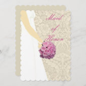 エレガントなウェディングドレスのメイドオブオナーのカード 招待状 (正面/裏面)