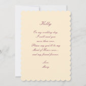 エレガントなウェディングドレスのメイドオブオナードカード 招待状 (裏面)