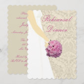 エレガントなウェディングドレスのリハーサルディナー招待状 招待状 (正面/裏面)