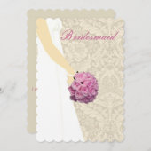 エレガントなウェディングドレスの仲間たちへのカード 招待状 (正面/裏面)