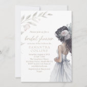 エレガントなウェディングドレスの水彩画 ブライダルシャワー 招待状 (正面)
