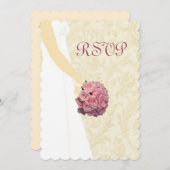 エレガントなウェディングドレスの返信カード 招待状 (正面/裏面)