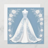 エレガントなウェディングドレスイラストレーション 招待状 (正面/裏面)