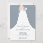 エレガントなウェディングドレスオンダスティブルーブライダルシャワー 招待状 (正面)