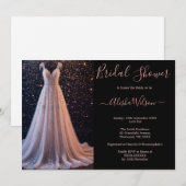 エレガントなウェディングドレスブライダルシャワー招待 シーズンカード (正面/裏面)