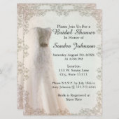 エレガントなウェディングドレスブライダルシャワー招待 招待状 (正面/裏面)