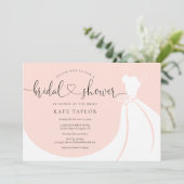 エレガントなウェディングドレス ブッシュピンクのブライズシャワー 招待状 (スタンド正面)