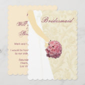 エレガントなウェディングドレス ブライズメイド カード (正面/裏面)