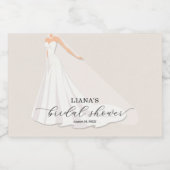 エレガントなウェディングドレス ブライダルシャワー タウペ ミニ スパークリングワインラベル (シングルラベル)