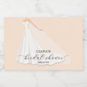 エレガントなウェディングドレス ブライダルシャワー ピンクミニ スパークリングワインラベル (シングルラベル)