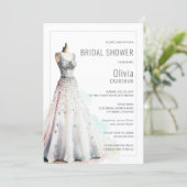 エレガントなウェディングドレス ブライダルシャワー 招待状 (スタンド正面)