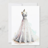 エレガントなウェディングドレス ブライダルシャワー 招待状 (裏面)