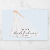 エレガントなウェディングドレス ブライダルシャワー 青 ミニ スパークリングワインラベル (シングルラベル)