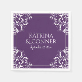 エレガントなウェディングナプキン |ナディネ（プラム/紫） 2 スタンダードカクテルナプキン