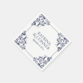 エレガントなウェディングナプキン |ナディーン（ネイビーブルー） 2 スタンダードカクテルナプキン (角)