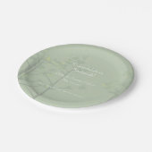 エレガントなウェディングニューライウィズセージグリーンツリーアート ペーパープレート (アングル)