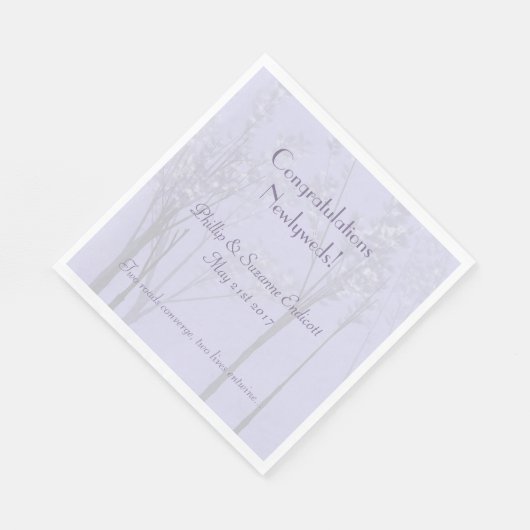 エレガントなウェディングニューリウェズラベンダーツリーアート スタンダードランチョンナプキン (角)