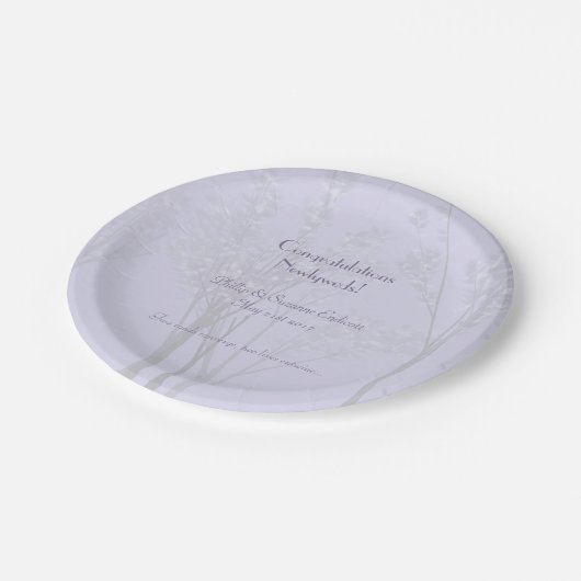 エレガントなウェディングニューリウェズラベンダーツリーアート ペーパープレート (アングル)