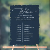 エレガントなウェディングネイビーブルーウェルカムとタイムライン アクリルサイン (ニュートラル)