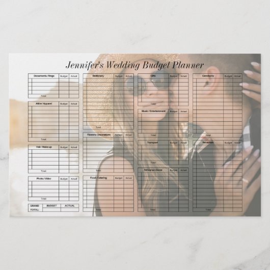 エレガントなウェディングバジェットプランナー写真 便箋 (正面)