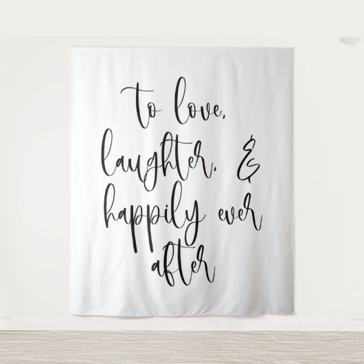 エレガントなウェディングバックドランドバナー – 愛、笑い タペストリー (正面)