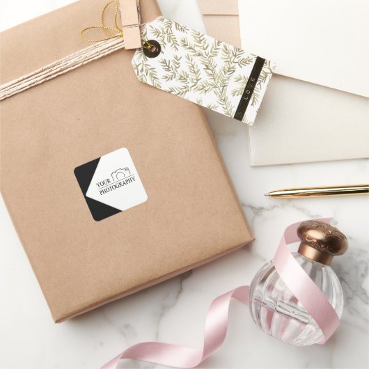 エレガントなウェディングパーソナライズされた写真 スクエアシール (ギフト)