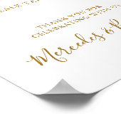 エレガントなウェディングパーソナライズされた金ゴールドがテーブルを引き立てる ポスター (角)