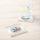 エレガントなウェディングパーソナライズされた金ゴールドグリッター写真 スクエアペーパーコースター (インサイチュ)