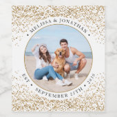 エレガントなウェディングパーソナライズされた金ゴールドグリッター写真 ワインラベル (シングルラベル)