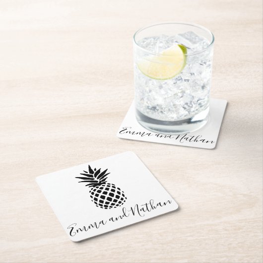 エレガントなウェディングパーソナライズド スクエアペーパーコースター (インサイチュ)