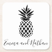 エレガントなウェディングパーソナライズド スクエアペーパーコースター (正面)