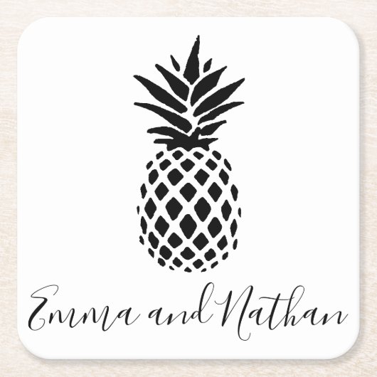 エレガントなウェディングパーソナライズド スクエアペーパーコースター (正面)