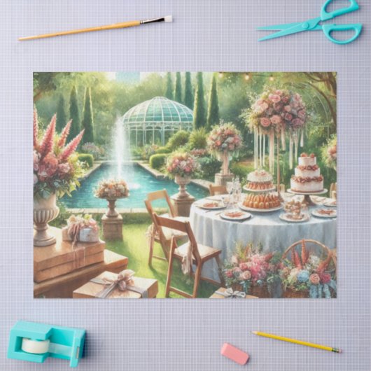 エレガントなウェディングパーティーのテーブルギフト 花 薄葉紙 (クラフト)