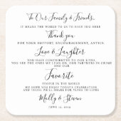 エレガントなウェディングパーティー結婚/sありがとう スクエアペーパーコースター (正面)