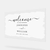 エレガントなウェディングパーティー絵を描ウェルカムホワイトブラック アクリルサイン (傾斜)