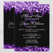 エレガントなウェディングパープルライト 招待状 (正面/裏面)