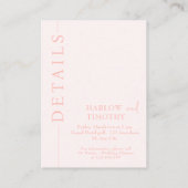 エレガントなウェディングピンクエンクロージャリハーサルディナー エンクロージャーカード (裏面)