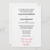 エレガントなウェディングピンクホワイト2ハート 招待状 (正面/裏面)