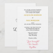 エレガントなウェディングピンク金ゴールド2ハート 招待状 (正面/裏面)