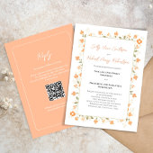 エレガントなウェディングピーチフローラ書道スクリプト 招待状