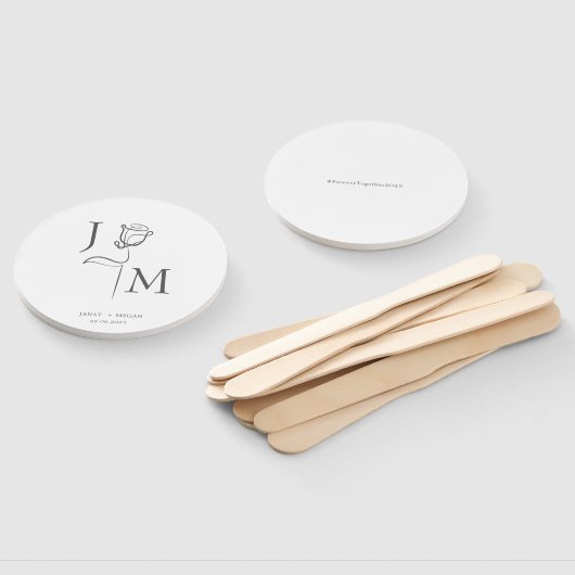 エレガントなウェディングファン | パーソナライズされた結婚式の引き出物 ハンドファン (組立なし)