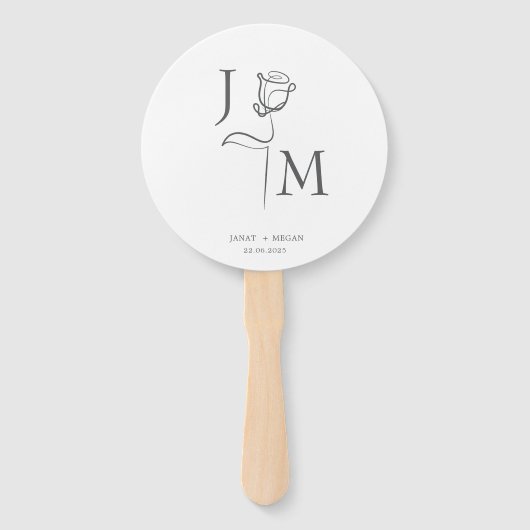 エレガントなウェディングファン | パーソナライズされた結婚式の引き出物 ハンドファン (正面)