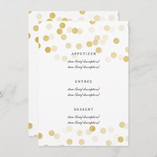 エレガントなウェディングフェイクメニューゴールドフォイルグリッターライト メニュー (正面/裏面)