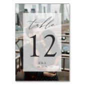 エレガントなウェディングフォトイニシャル&日付 テーブルナンバー (正面)