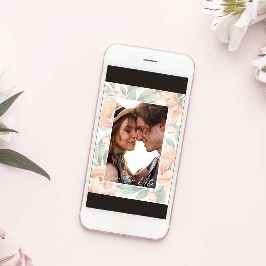 エレガントなウェディングフォトウォーターカラーフローラ セーブザデート