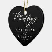 エレガントなウェディングフォトカスタムハート セラミックオーナメント (左)